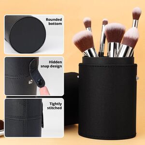 10+2pcs Black-Silver Makeup Brushes Sets With Makeup Sponges With Black Case